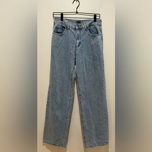 White Fox Light Wash Wide Leg Baggy Jeans with Back Holes - Women’s Size Medium